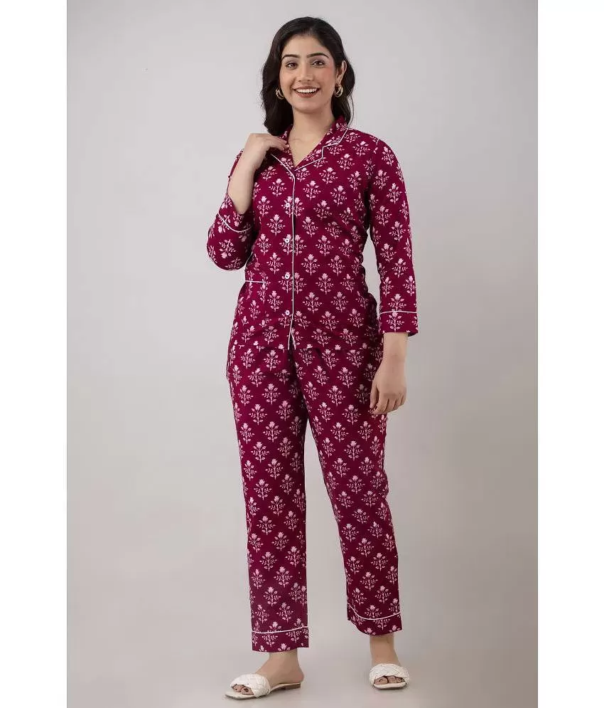 UZARUS Printed Capri's for Women, Night Pyjamas for Women, Night Dress