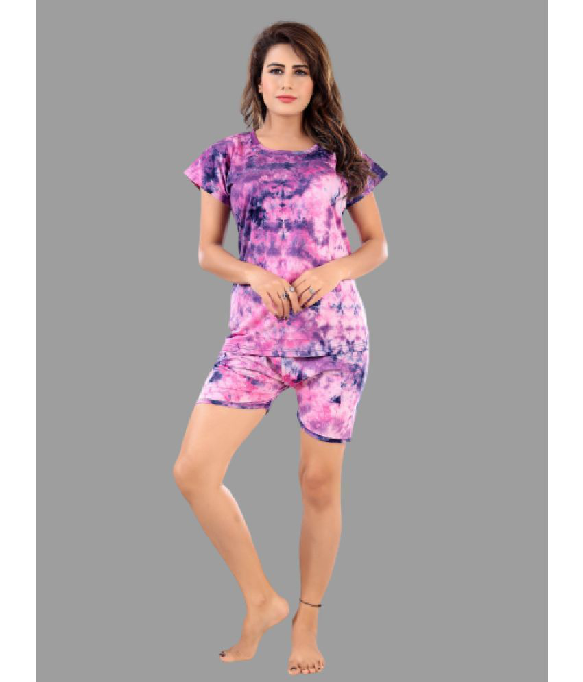     			BAILEY SELLS - Purple Cotton Women's Nightwear Night Shorts ( Pack of 1 )