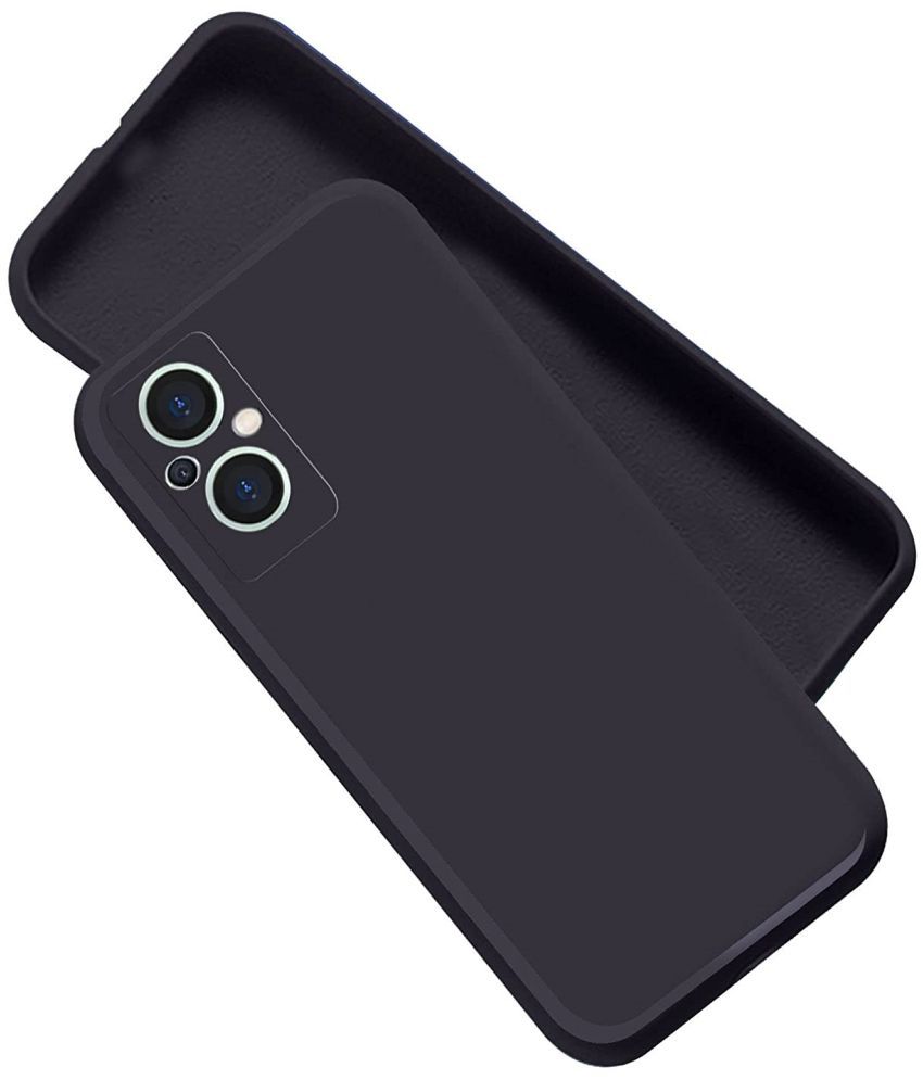     			Case Vault Covers - Black Silicon Plain Cases Compatible For Oppo F21 Pro 5G ( Pack of 1 )