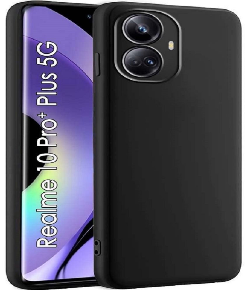     			Case Vault Covers - Black Silicon Plain Cases Compatible For Realme 10 Pro Plus 5G ( Pack of 1 )