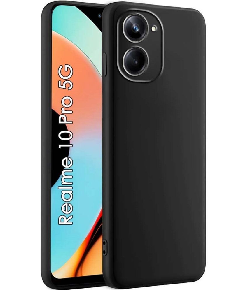     			Case Vault Covers - Black Silicon Plain Cases Compatible For Realme 10 Pro 5G ( Pack of 1 )