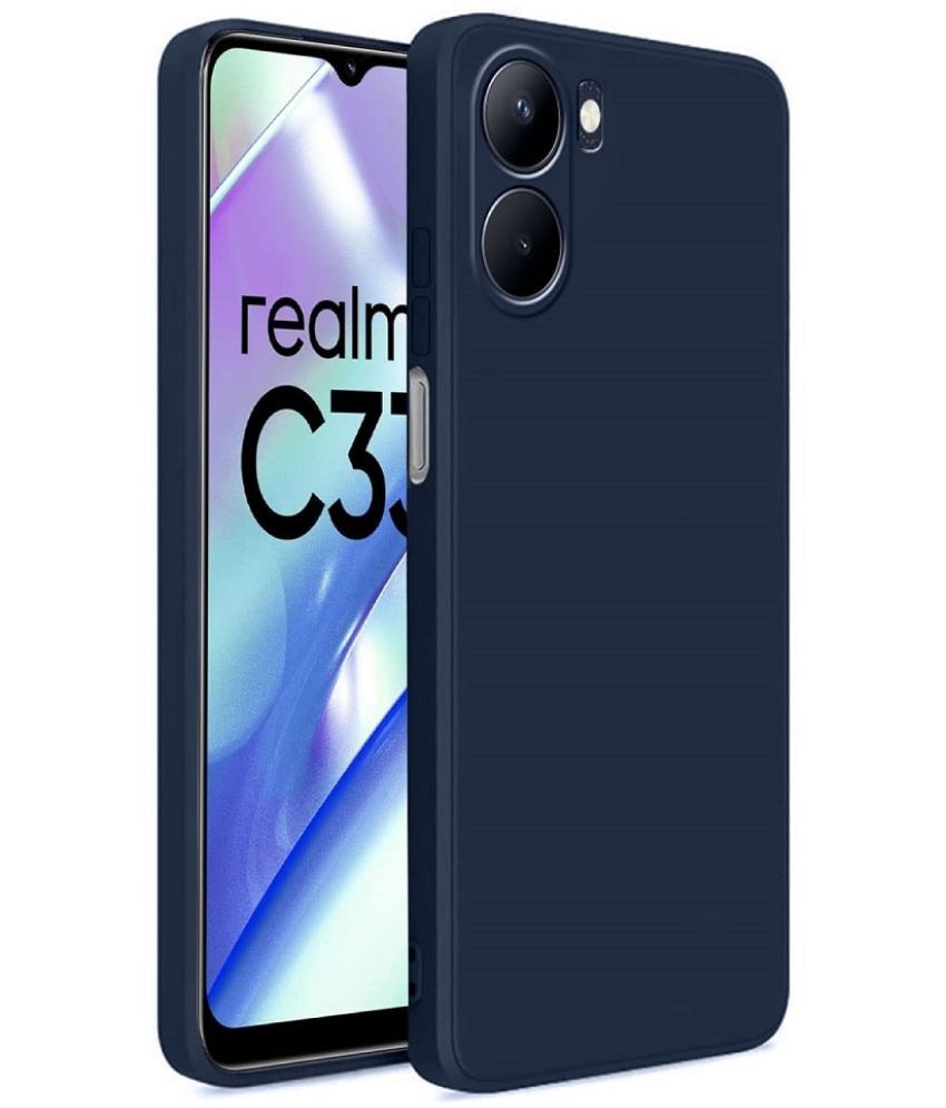     			Case Vault Covers - Blue Silicon Plain Cases Compatible For Realme C33 ( Pack of 1 )