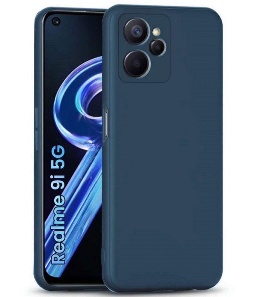     			Case Vault Covers - Blue Silicon Plain Cases Compatible For Realme 9i 5G ( Pack of 1 )