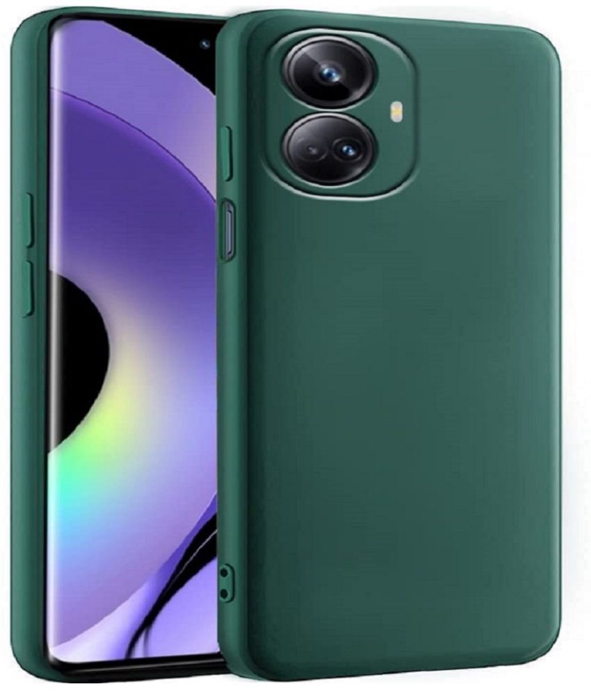     			Case Vault Covers - Green Silicon Plain Cases Compatible For Realme 10 Pro Plus 5G ( Pack of 1 )