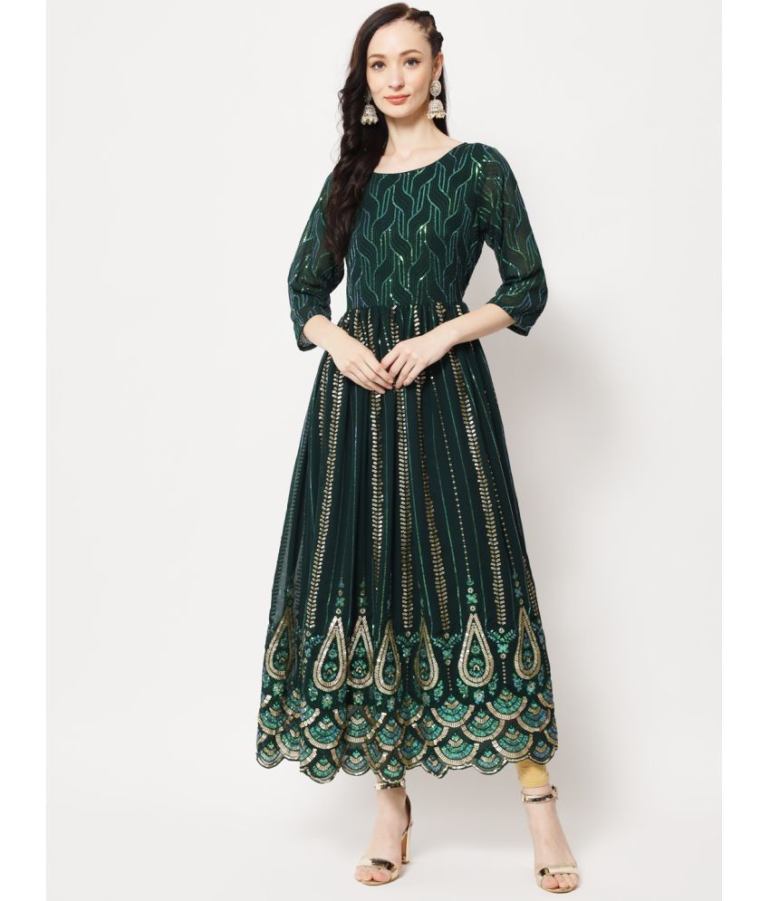     			Estela - Green Straight Georgette Women's Stitched Ethnic Gown ( Pack of 1 )