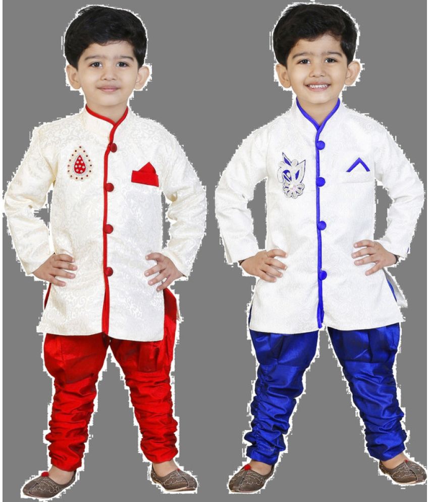     			GENERATION NEXT - Blue & Red Silk Boys Kurta With Pyjama ( Pack of 3 )