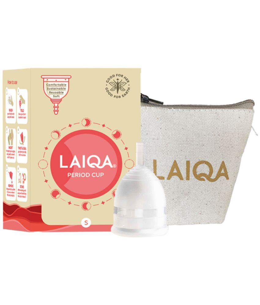     			LAIQA Menstrual Cup - Small with Storage Pouch | Ultra- Soft, Flexible | No Leakage 100% Medical Grade Silicone| Made In India