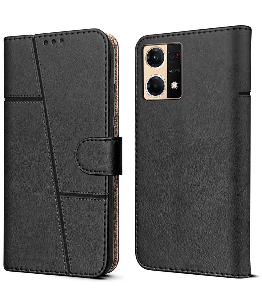     			NBOX - Black Artificial Leather Flip Cover Compatible For Oppo F21 Pro 4G ( Pack of 1 )