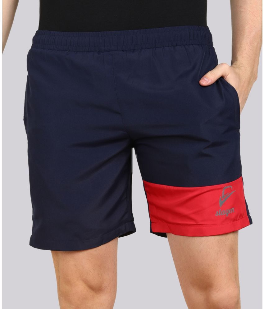     			SLAGEN - Navy Blue Polyester Men's Running Shorts ( Pack of 1 )