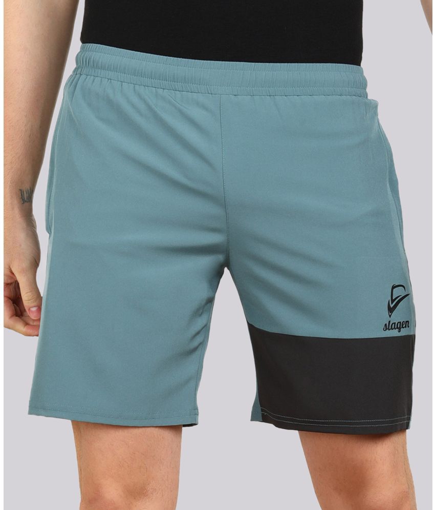     			SLAGEN - Sea Green Polyester Men's Running Shorts ( Pack of 1 )