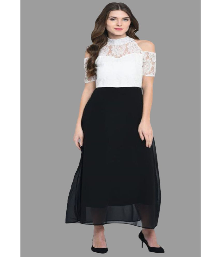     			Triraj - Black Georgette Women's A-line Dress ( Pack of 1 )