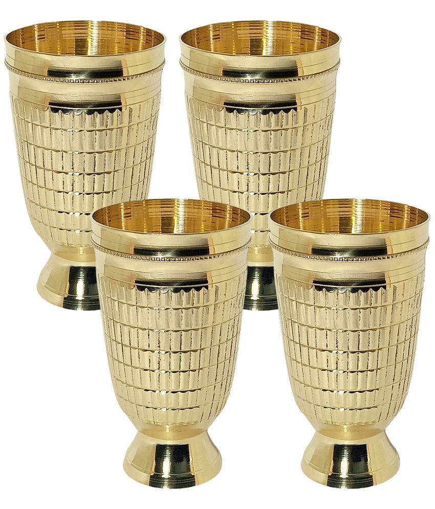     			A & H ENTERPRISES - Designer Heavy Water Brass Glasses Set 250 ml ( Pack of 4 )