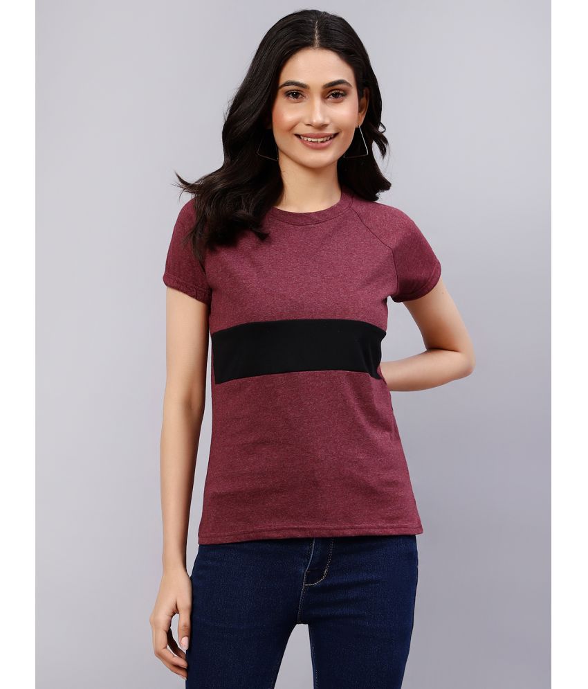     			Diaz - Wine Cotton Blend Regular Fit Women's T-Shirt ( Pack of 1 )