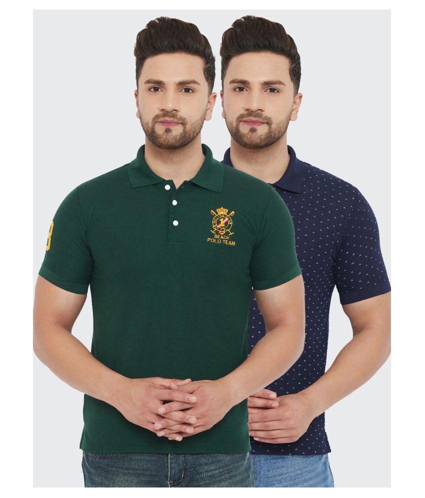     			The Million Club - Green Polyester Regular Fit Men's Polo T Shirt ( Pack of 2 )