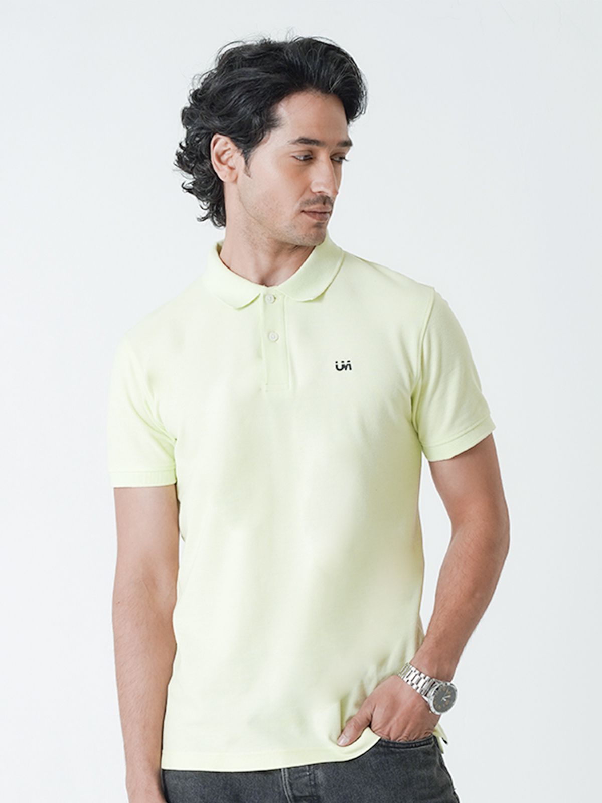     			UrbanMark Men Half Sleeves Regular Fit Solid Polo Tshirt -Mint Green