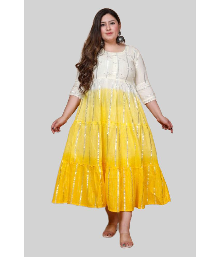     			miravan - Yellow Cotton Women's Anarkali Kurti ( Pack of 1 )