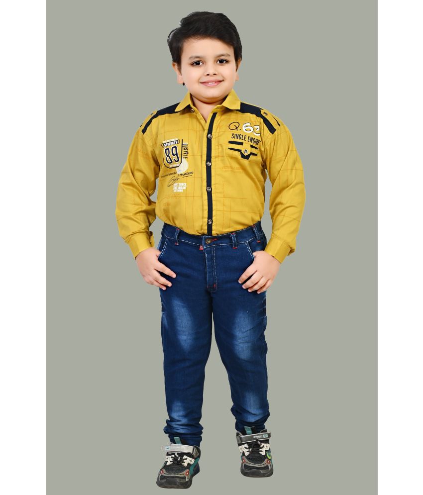     			Arshia Fashions - Yellow Cotton Blend Boys Shirt & Jeans ( Pack of 1 )