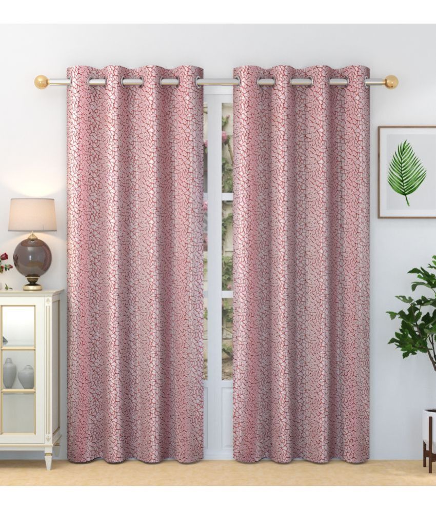     			Homefab India Abstract Blackout Eyelet Door Curtain 7ft (Pack of 2) - Maroon