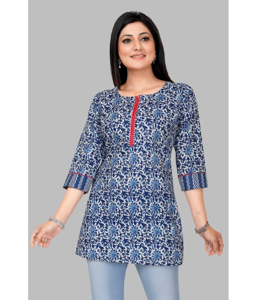     			Meher Impex - Blue Cotton Women's Tunic ( Pack of 1 )
