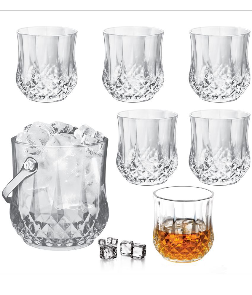    			Treo By Milton Crystal On The Rocks Set of 7 Pieces (1 - Ice Pail; 6 - Tumbler, 295 ml Each), Glass, Transparent | Glass Ice Bucket | Wine | Home | Restaurants | Easy To Clean