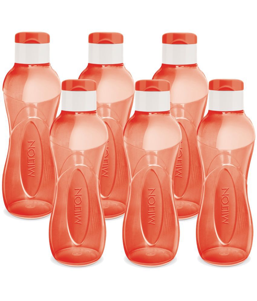     			Milton I Go Flip Plastic Water Bottle Set of 6, 750 ml Each, Red | Sports | Gym | Home | Kitchen | Travel Bottle | Hiking | Treking | Reusable
