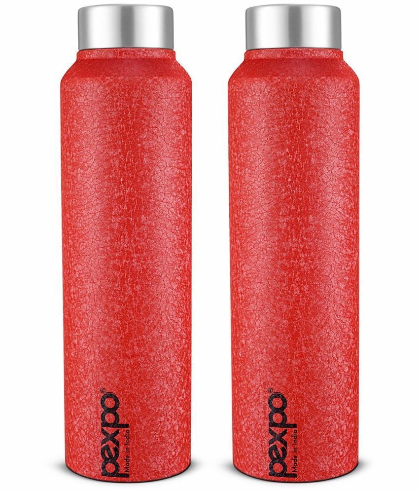     			PEXPO 1000 ml Stainless Steel Fridge Water Bottle (Set of 2, Red, Chromo)