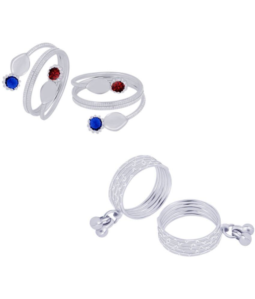     			Silver Shine - Silver Toe Rings ( Pack of 2 )