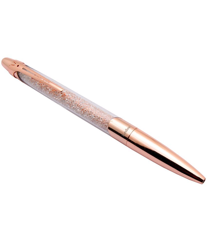     			Srpc Crystal Diamond Cap With Rose Gold Color Metal Body Ball Point Pen Blue Refill