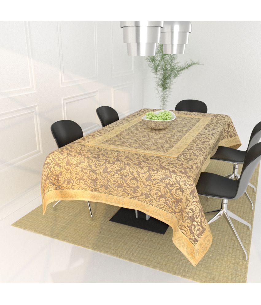     			WISEHOME - Gold Cotton Table Cover ( Pack of 1 )
