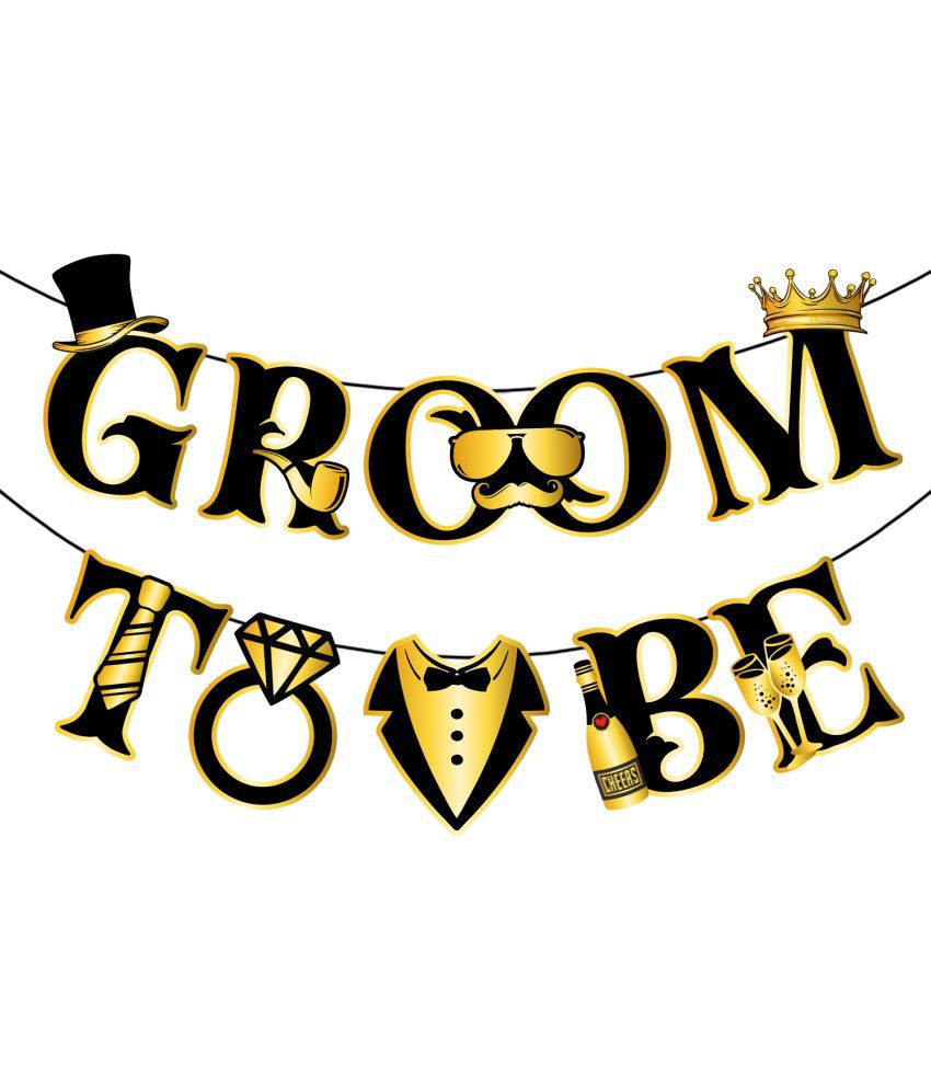     			Zyozi Groom to Be Banner for Bridal Shower Decorations Garland Engagement Bachelorette Party Supplies Wedding Photo Booth Prop(Gold Black)