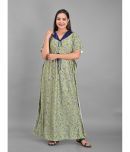 Apratim - Green Satin Women's Nightwear Kaftan Night Dress ( Pack of 1 )