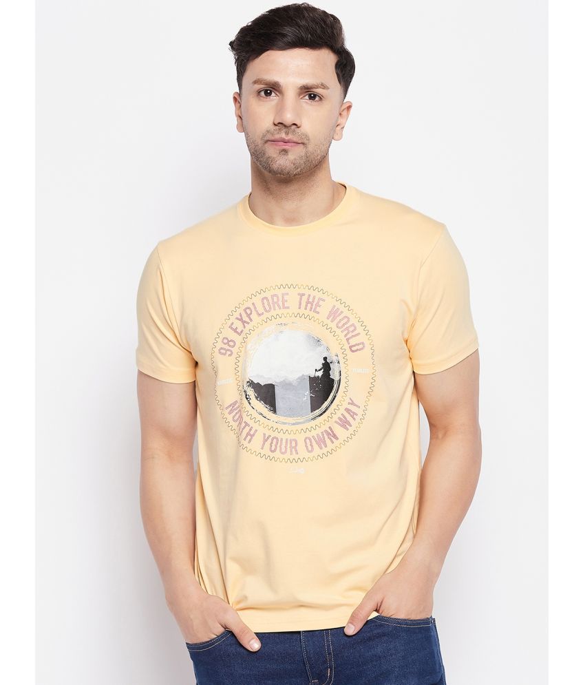     			98 Degree North - Yellow Cotton Blend Regular Fit Men's T-Shirt ( Pack of 1 )