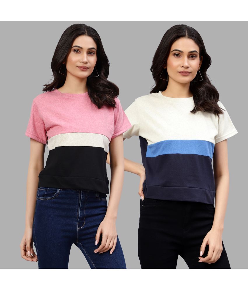     			Diaz - Multicolor Cotton Blend Regular Fit Women's T-Shirt ( Pack of 2 )