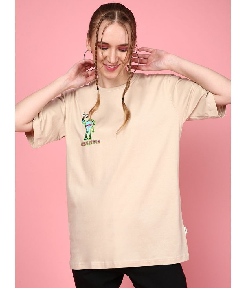     			JUNEBERRY - Beige Cotton Loose Fit Women's T-Shirt ( Pack of 1 )