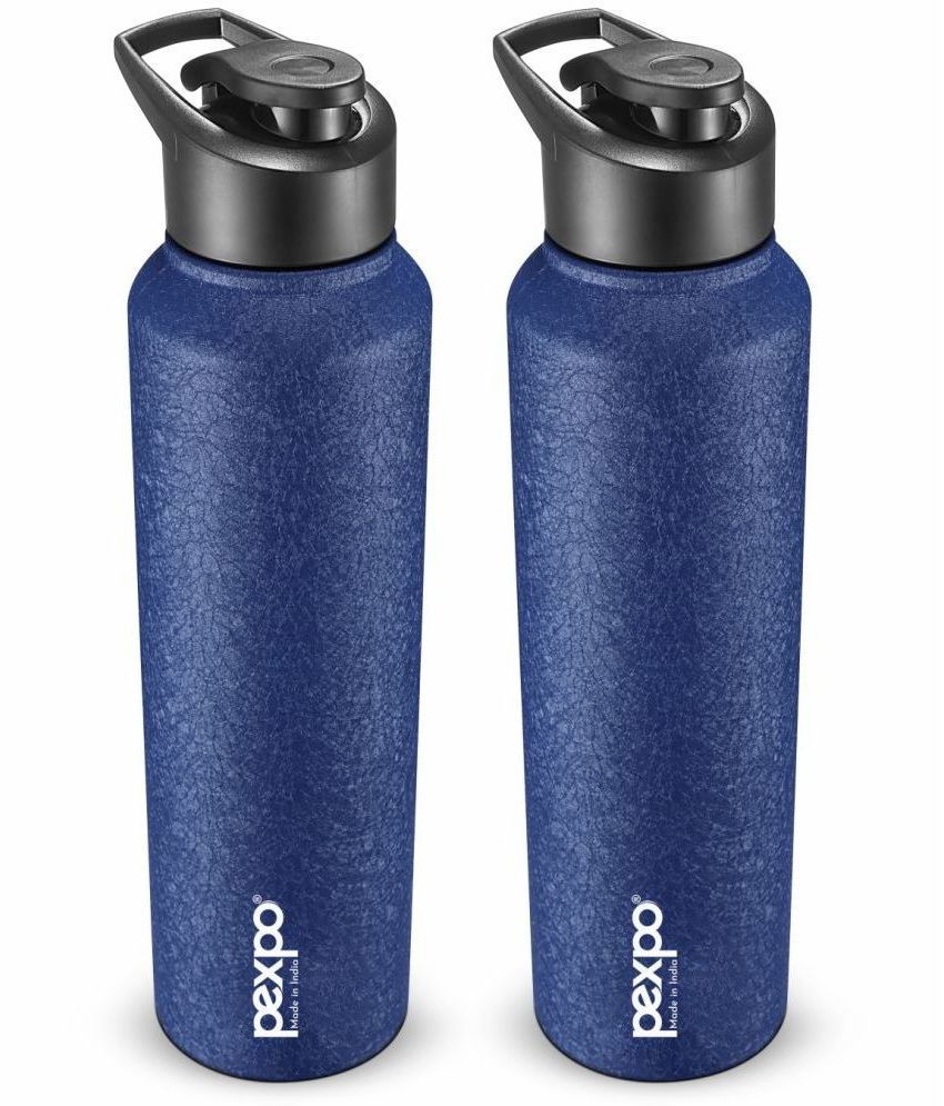     			PEXPO 1000 ml Stainless Steel Sports Water Bottle (Set of 2, Blue, Chromo)