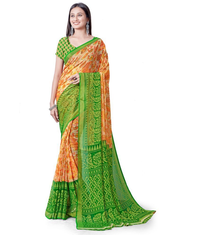     			Sitanjali - Green Brasso Saree With Blouse Piece ( Pack of 1 )