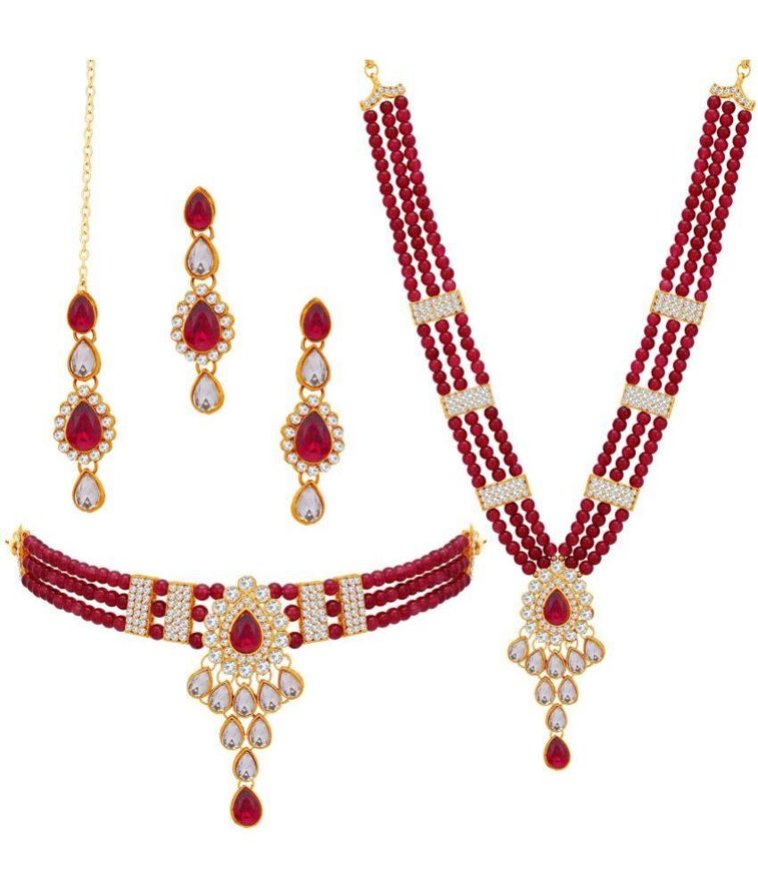     			Sukkhi - Maroon Alloy Necklace Set ( Pack of 1 )