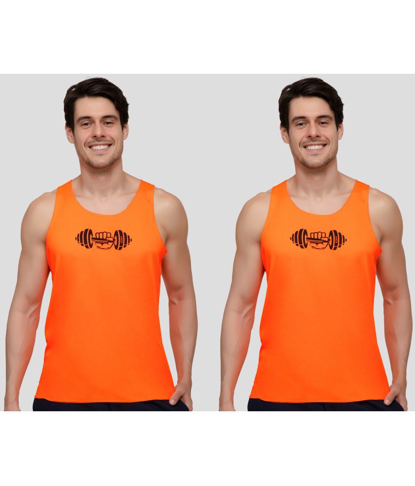     			xohy - Orange Polyester Men's Vest ( Pack of 2 )
