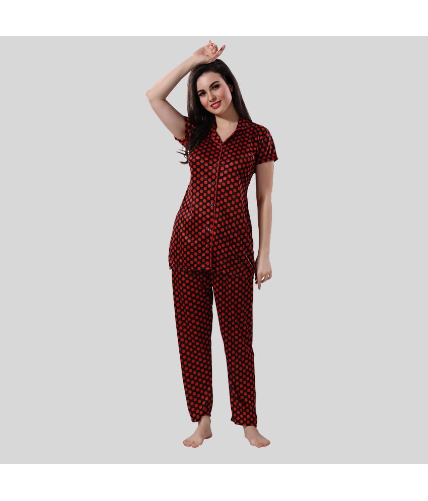     			Gutthi - Red Cotton Women's Nightwear Nightsuit Sets ( Pack of 1 )