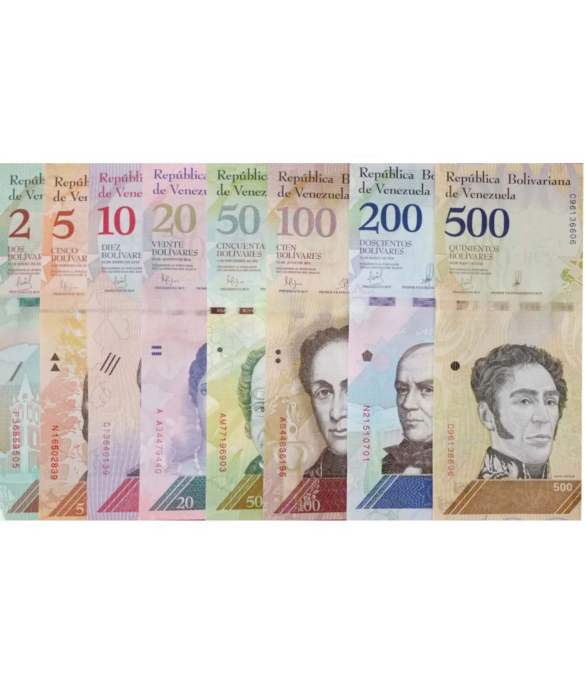     			Hop n Shop - Venezuela Set of 8 Different Bolivares 8 Paper currency & Bank notes