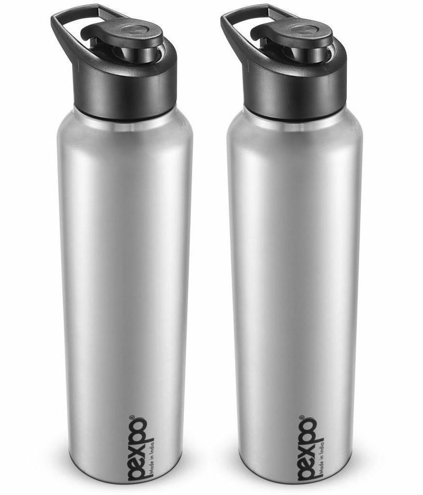     			PEXPO 1000 ml Stainless Steel Sports Water Bottle (Set of 2, Silver, Chromo)