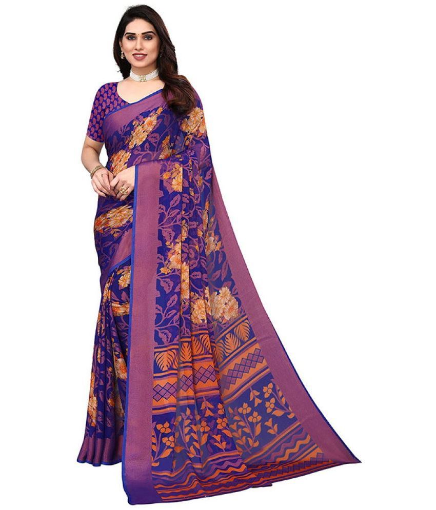     			Sitanjali - Blue Brasso Saree With Blouse Piece ( Pack of 1 )