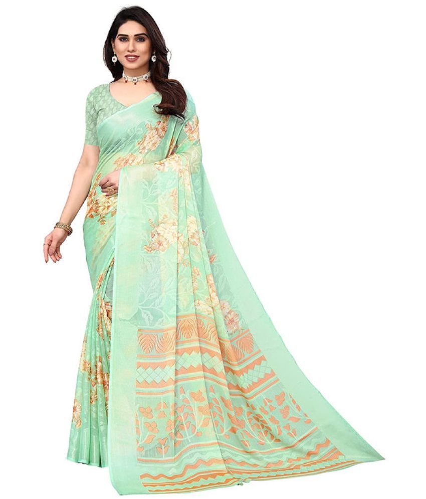     			Sitanjali - LightGreen Brasso Saree With Blouse Piece ( Pack of 1 )
