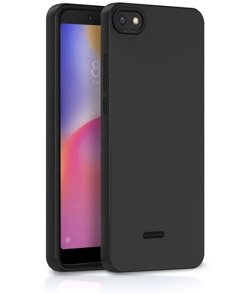     			Case Vault Covers - Black Silicon Plain Cases Compatible For Xiaomi Redmi 6A ( Pack of 1 )