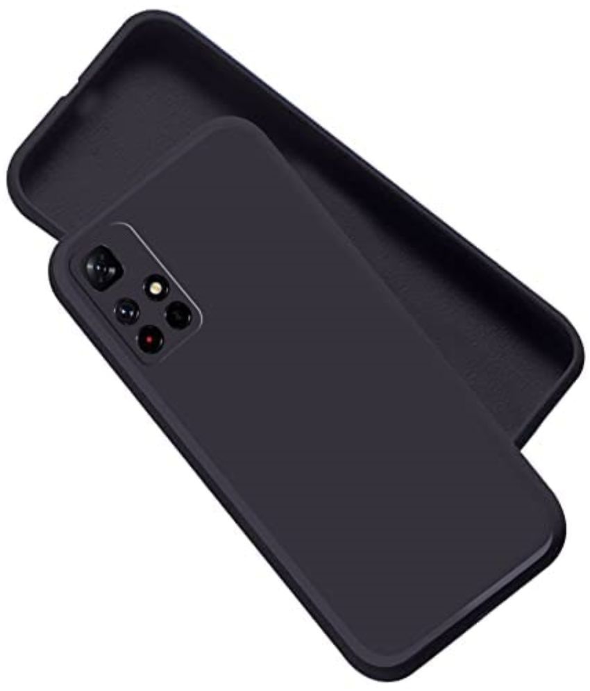    			Case Vault Covers - Black Silicon Plain Cases Compatible For Poco M4 Pro 5G ( Pack of 1 )