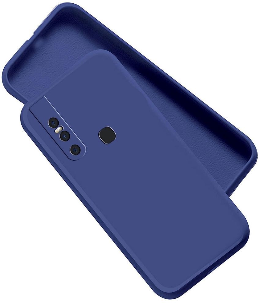     			Case Vault Covers - Blue Silicon Plain Cases Compatible For Vivo V15 ( Pack of 1 )