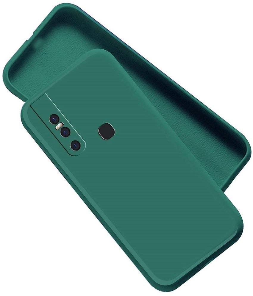     			Case Vault Covers - Green Silicon Plain Cases Compatible For Vivo V15 ( Pack of 1 )