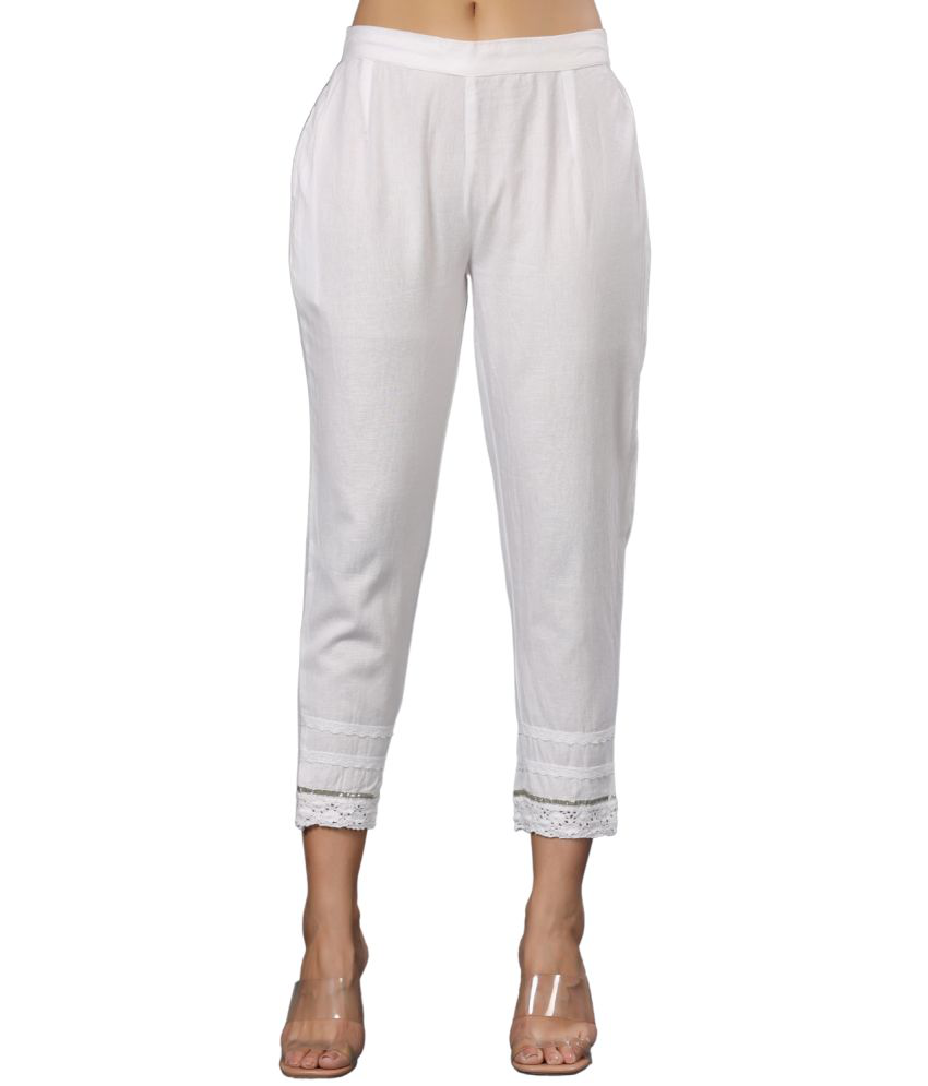     			Juniper - White Cotton Blend Slim Women's Casual Pants ( Pack of 1 )