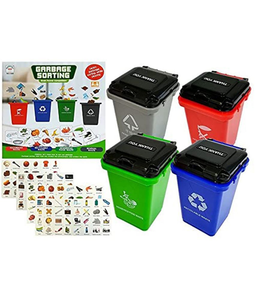 KITI KITS Garbage Classification Trash Sorting Puzzle Game with Trash Can, Cards Interactive, Non-Toxic, Intelligence Development for Kids Preschool Educational Learning Toys for Kids