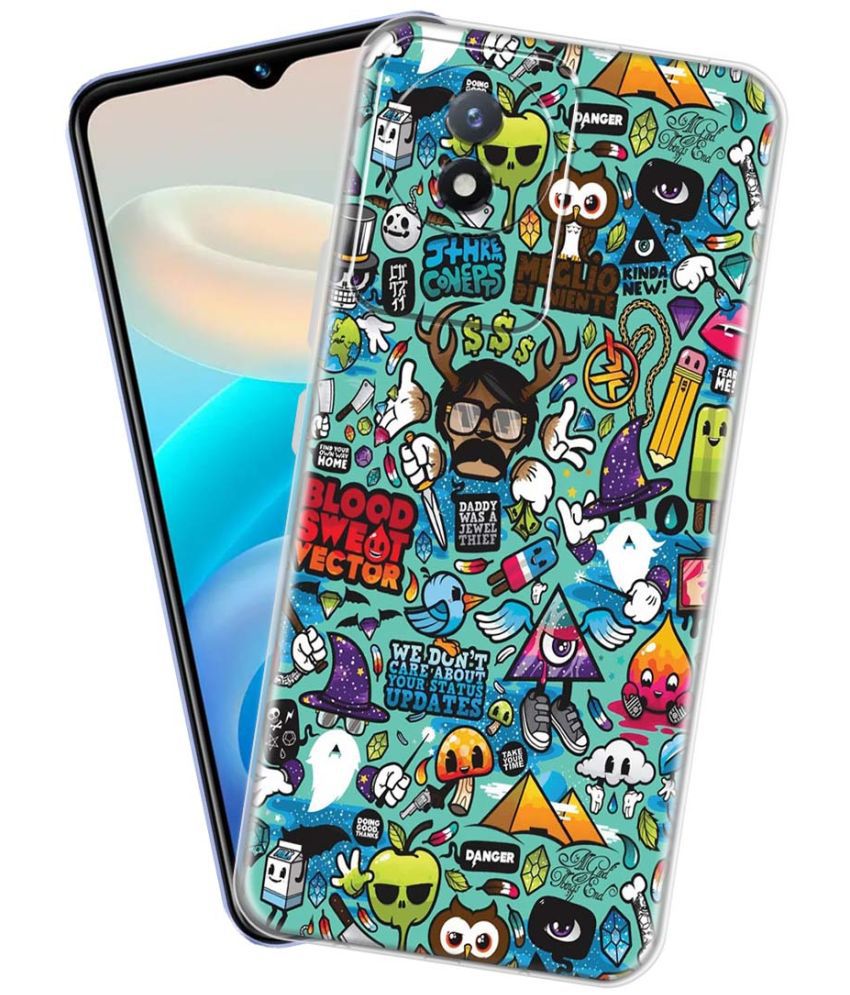     			NBOX - Multicolor Silicon Printed Back Cover Compatible For Vivo Y02 ( Pack of 1 )